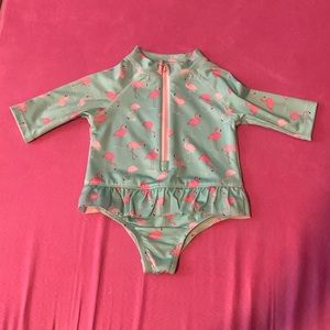 Wippette one piece flamingo rashguard swimsuit